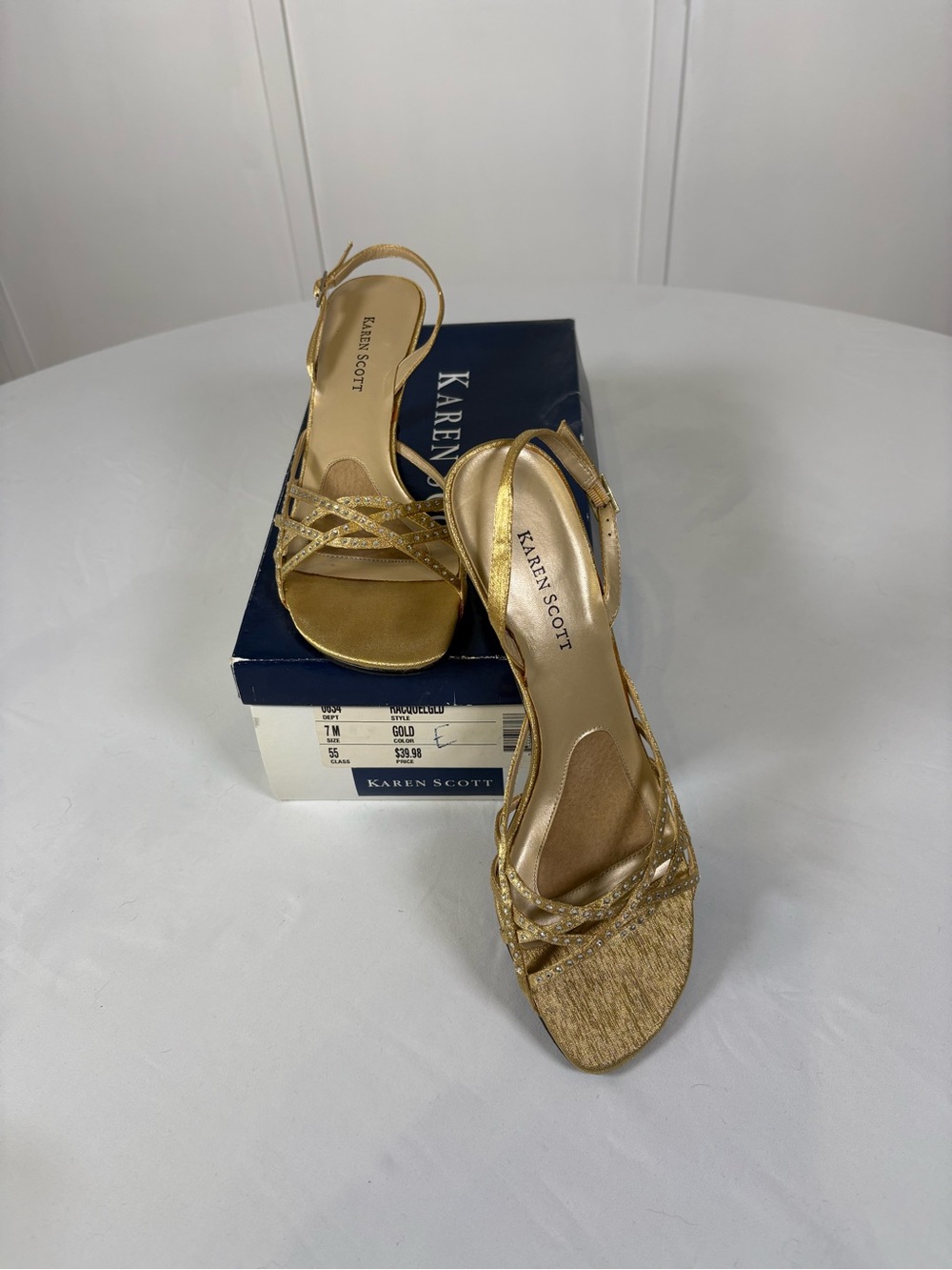 Karen Scott Gold Braided Slingback Heels